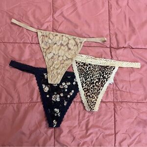 Victoria’s Secret Lace V-String Thong Panties (large), 3 Pc